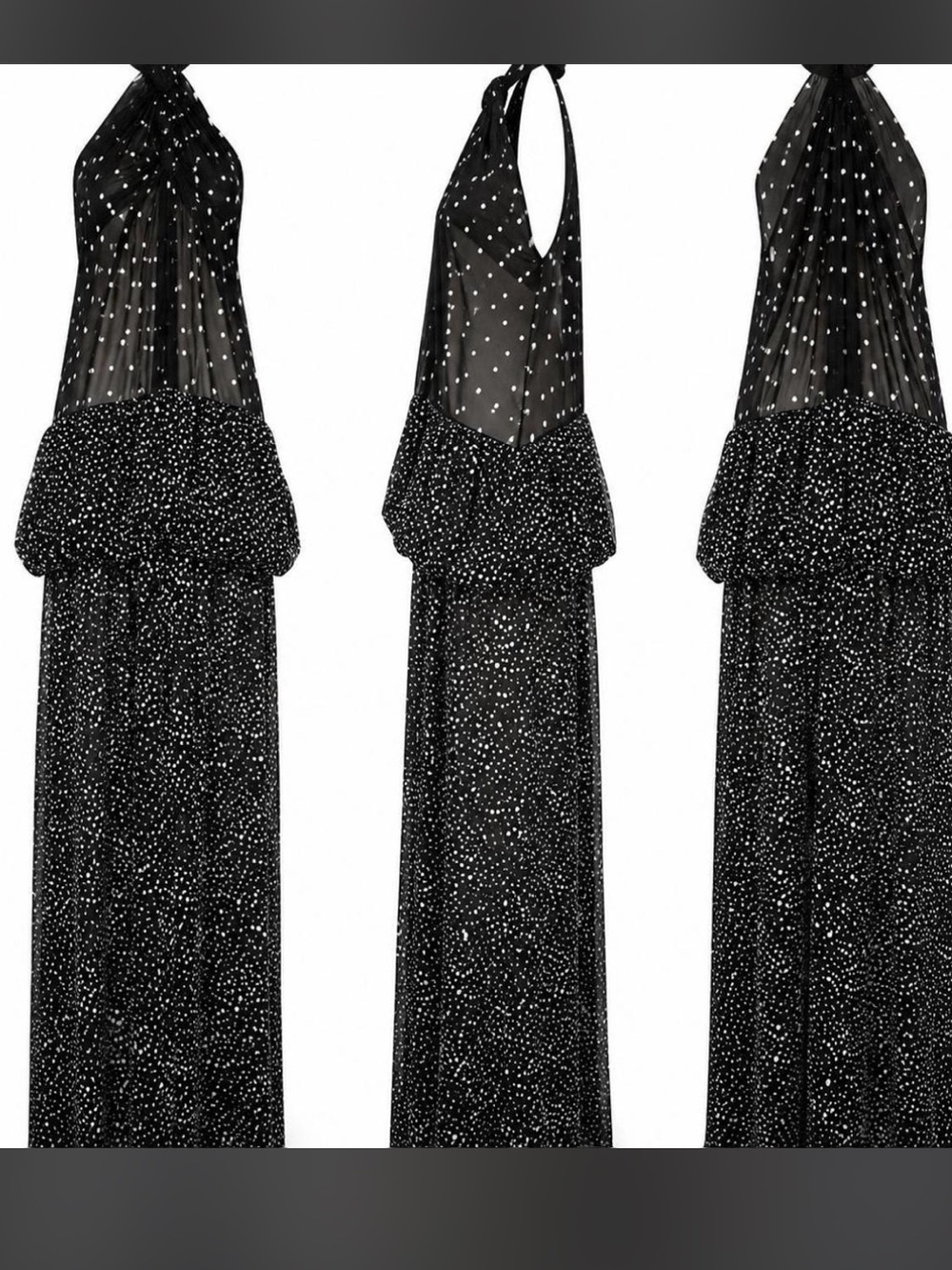 ISO Zara x Stefano pilati Black Polka Dot Halter Maxi Dress